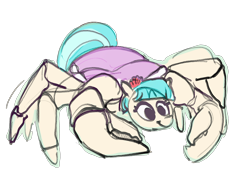 Size: 2326x1745 | Tagged: safe, artist:alumx, derpibooru import, coco pommel, crab, coconut crab, crabified, cursed image, female, i can't believe it's not badumsquish, i just don't know what went wrong, name pun, simple background, smiling, solo, species swap, transparent background, what has science done