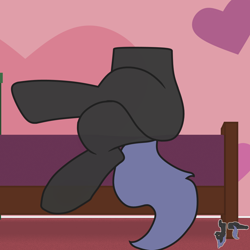 Size: 1000x1000 | Tagged: safe, artist:jellytoy, derpibooru import, oc, oc only, oc:jelly toy, original species, pony, bed, crossed legs, disembodied torso, female, half, heart, living toy, modular, sitting, solo, tail