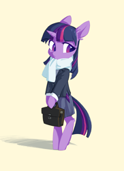 Size: 2854x3928 | Tagged: safe, artist:blue ink, derpibooru import, twilight sparkle, unicorn twilight, semi-anthro, unicorn, clothes, female, school uniform, simple background, solo