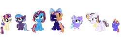 Size: 1280x391 | Tagged: safe, artist:doctor-nasty-adopts, derpibooru import, oc, oc only, earth pony, pegasus, pony, unicorn, baby, baby pony, base used, colt, female, filly, foal, half-siblings, male, offspring, parent:big macintosh, parent:cheese sandwich, parent:fancypants, parent:flash sentry, parent:soarin', parent:sunburst, parent:trenderhoof, parent:twilight sparkle, parents:flashlight, parents:soarlight, parents:twiburst, parents:twicheese, parents:twimac, parents:twipants, simple background, transparent background