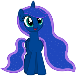 Size: 8000x8000 | Tagged: safe, artist:laszlvfx, derpibooru import, princess luna, alicorn, pony, absurd resolution, base used, cute, female, folded wings, front view, full body, hooves, horn, lunabetes, mare, open mouth, open smile, show accurate, simple background, smiling, solo, standing, tail, transparent background, wings
