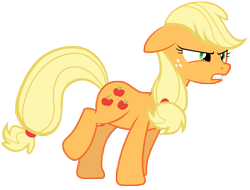 Size: 9200x7000 | Tagged: safe, artist:tardifice, derpibooru import, applejack, earth pony, pony, too many pinkie pies, absurd resolution, ears back, female, freckles, full body, gritted teeth, hooves, mare, narrowed eyes, raised leg, simple background, solo, standing, tail, teeth, transparent background, vector