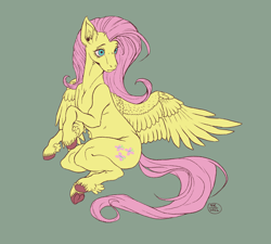 Size: 2000x1800 | Tagged: safe, artist:socialgutbrain777, derpibooru import, fluttershy, pegasus, pony, female, green background, hoers, mare, simple background, solo, unshorn fetlocks