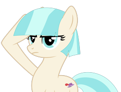 Size: 4722x3616 | Tagged: safe, artist:starshade, artist:twilyisbestpone, derpibooru import, coco pommel, earth pony, pony, base used, determined, female, mare, missing accessory, rainbow dash salutes, salute, simple background, solo, transparent background