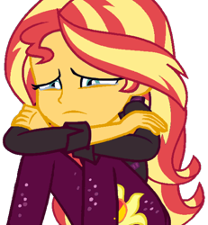 Size: 946x1024 | Tagged: safe, artist:fireluigi29, derpibooru import, edit, edited screencap, screencap, sunset shimmer, equestria girls, female, not a vector, sad, simple background, solo, transparent background