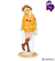 Size: 720x800 | Tagged: safe, artist:yoshit_m, derpibooru import, applejack, equestria girls, acrylic plastic, acrylic standee, amnibus, blonde, blonde hair, boots, clothes, cowboy boots, cowboy hat, craft, cute, cutie mark on clothes, equestria girls logo, female, green eyes, hat, hoodie, human coloration, jackabetes, merchandise, official, shirt, shoes, simple background, white background