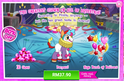 Size: 1040x684 | Tagged: safe, derpibooru import, advertisement, clown, costs real money, gameloft, gem, male, official, ponyacci, sale, stallion