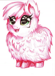 Size: 1444x1988 | Tagged: safe, artist:katemaximova, derpibooru import, oc, oc only, oc:fluffle puff, pony, female, mare, open mouth, simple background, solo, traditional art, white background