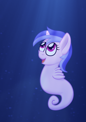 Size: 2701x3840 | Tagged: safe, artist:xppp1n, sea swirl, sea pony, female, looking up, seaponified, smiling, solo, underwater