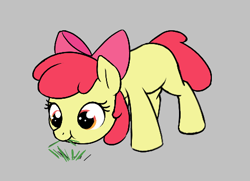 Size: 472x341 | Tagged: safe, artist:wenni, derpibooru import, apple bloom, earth pony, pony, cute, female, filly, foal, grass, grazing, herbivore, horses doing horse things, solo