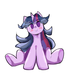 Size: 1600x1600 | Tagged: safe, artist:wimple, derpibooru import, twilight sparkle, unicorn twilight, pony, unicorn, blushing, female, looking at you, simple background, smiling, smiling at you, solo, white background