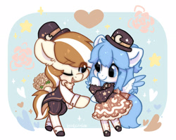 Size: 2259x1809 | Tagged: safe, artist:colorfulcolor233, derpibooru import, oc, oc only, earth pony, pegasus, pony, clothes, dress