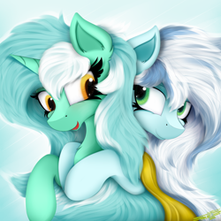 Size: 4000x4000 | Tagged: safe, artist:ser-p, derpibooru import, lyra heartstrings, oc, pony, absurd resolution, hug