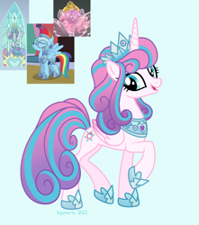 Size: 1911x2166 | Tagged: safe, artist:equmoria, derpibooru import, princess flurry heart, rainbow dash, alicorn, pony, armor, base used, crystal guard armor, design, female, jewelry, mare, older, older flurry heart, regalia