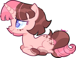 Size: 1902x1448 | Tagged: safe, artist:kurosawakuro, derpibooru import, oc, oc:dark chocolate strawberry, pony, unicorn, base used, female, lying down, mare, prone, simple background, solo, transparent background