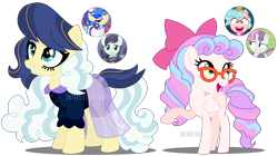 Size: 4157x2332 | Tagged: safe, artist:interstellar-quartz, derpibooru import, cozy glow, oc, earth pony, pegasus, pony, female, magical lesbian spawn, mare, offspring, parent:coloratura, parent:sapphire shores, parent:sweetie belle, simple background, teenager, transparent background