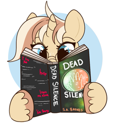 Size: 667x731 | Tagged: safe, artist:lulubell, derpibooru import, oc, oc only, oc:lulubell, pony, unicorn, book, dead silence, freckles, glasses, reading, solo