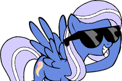 Size: 524x347 | Tagged: safe, artist:limedazzle, derpibooru import, oc, oc only, pegasus, pony, grin, pegasus oc, simple background, smiling, solo, spread wings, sunglasses, tail, transparent background, two toned mane, two toned tail, vector, wings