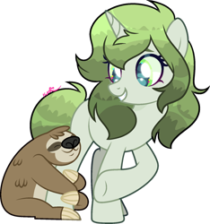 Size: 1280x1365 | Tagged: safe, artist:kurosawakuro, derpibooru import, oc, oc only, oc:matcha greens, pony, sloth, unicorn, base used, female, mare, simple background, solo, transparent background