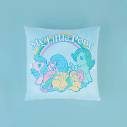 Size: 1500x1500 | Tagged: safe, derpibooru import, firefly, medley, skydancer, pegasus, pony, g1, decorsome, female, group, mare, merchandise, my little pony logo, official, pillow, retro, simple background, text