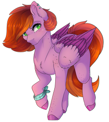 Size: 1765x1981 | Tagged: safe, artist:highrolleryt, derpibooru import, oc, oc only, pegasus, pony, chest fluff, colored hooves, colored pupils, commission, ear fluff, ear piercing, ears, female, folded wings, full body, hooves, mare, pegasus oc, piercing, raised hoof, raised leg, simple background, solo, transparent background, wings, ych result