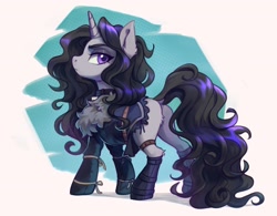 Size: 2800x2184 | Tagged: safe, artist:lunnitavaldez, derpibooru import, oc, oc only, pony, unicorn, abstract background, butt, clothes, dock, female, fur coat, mare, plot, shoes, solo, tail