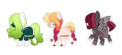 Size: 1666x762 | Tagged: safe, artist:moonert, derpibooru import, oc, oc only, earth pony, pegasus, pony, unicorn, base used, colored hooves, earth pony oc, hair over eyes, horn, pegasus oc, simple background, transparent background, unicorn oc