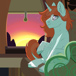 Size: 1931x1950 | Tagged: safe, alternate version, artist:moonert, derpibooru import, oc, oc only, pony, unicorn, ear fluff, ears, glasses, horn, male, sitting, smiling, solo, stallion, train, unicorn oc