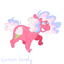 Size: 640x640 | Tagged: safe, artist:skyefal, derpibooru import, earth pony, pony, g3, blue eyes, chonk, chubby, colored hooves, cotton candy, curly hair, pink coat, poofy mane, simple background, smiling, white background