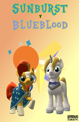 Size: 2119x3259 | Tagged: safe, artist:gradiusfanatic, derpibooru import, prince blueblood, sunburst, pony, unicorn, 3d, male, source filmmaker, stallion