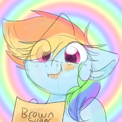 Size: 3000x3000 | Tagged: safe, artist:lbrcloud, derpibooru import, rainbow dash, pegasus, pony, bust, cute, dashabetes, ears, eating, eye clipping through hair, female, floppy ears, food, mare, portrait, sketch, solo, sugar (food)