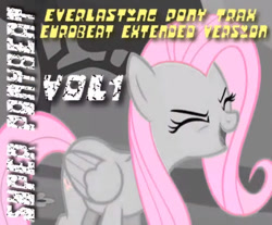 Size: 518x428 | Tagged: safe, derpibooru import, edit, edited screencap, screencap, fluttershy, pegasus, pony, season 1, sonic rainboom (episode), cover art, eyes closed, female, flutteryay, mare, smiling, super ponybeat, text, yay, youtube link