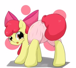 Size: 2868x2540 | Tagged: safe, artist:up_p_ab, derpibooru import, apple bloom, earth pony, pony, bloomers, blushing, female, filly, foal, looking at you, looking back, looking back at you, solo