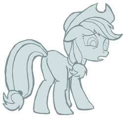 Size: 1280x1241 | Tagged: safe, artist:benpictures1, applejack, earth pony, pony, stare master, applebutt, applejack's hat, butt, clothes, cowboy hat, cute, female, hat, inkscape, jackabetes, open mouth, petrification, plot, simple background, solo, stone, transparent background, turned to stone, vector