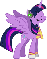 Size: 340x427 | Tagged: safe, artist:pagiepoppie12345, derpibooru import, twilight sparkle, twilight sparkle (alicorn), alicorn, pony, cadence (club penguin), clothes, club penguin, crossover, eyes closed, female, headphones, horn, mare, scarf, simple background, smiling, socks, spread wings, transparent background, wings