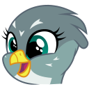 Size: 128x128 | Tagged: safe, artist:the smiling pony, derpibooru import, gabby, griffon, .svg available, bust, cute, derpibooru, derpibooru badge, female, gabbybetes, meta, open mouth, open smile, portrait, simple background, smiling, solo, svg, transparent background, vector