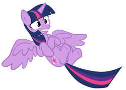 Size: 785x563 | Tagged: safe, artist:benpictures1, twilight sparkle, twilight sparkle (alicorn), alicorn, pony, princess twilight sparkle (episode), cute, female, gritted teeth, inkscape, mare, on back, scared, simple background, solo, spread wings, transparent background, twiabetes, vector