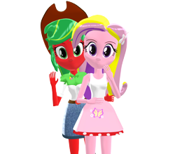 Size: 640x560 | Tagged: safe, artist:mmddashie, derpibooru import, applejack, applejack (g3), fluttershy, fluttershy (g3), equestria girls, g3, 3d, equestria girls-ified, g3 to equestria girls, generation leap, simple background, transparent background