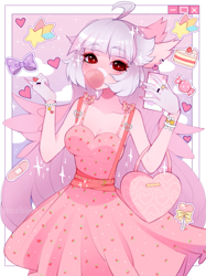 Size: 1567x2094 | Tagged: safe, artist:astralblues, derpibooru import, oc, oc:ophelia, anthro, hippogriff, cute, heart, pastel, phone, pink, solo, sparkles