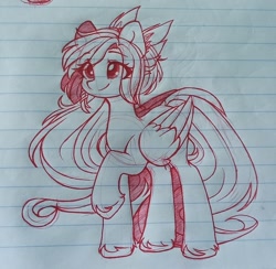 Size: 1080x1053 | Tagged: safe, artist:ev04ka, derpibooru import, oc, oc only, oc:marshmallow cloud, pegasus, pony, female, lined paper, mare, solo, traditional art