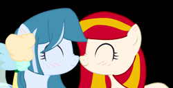 Size: 1284x657 | Tagged: safe, artist:j6c1, derpibooru import, oc, oc:poniko, oc:雾清, boop, china, duo, japan, mascot, nose wrinkle, noseboop