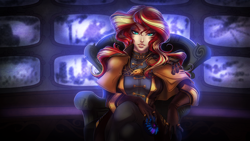 Size: 3080x1733 | Tagged: safe, artist:limreiart, derpibooru import, sunset shimmer, equestria girls, crossover, empress, solo, starcraft, starcraft 2, throne