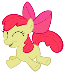 Size: 418x470 | Tagged: safe, artist:brainchildeats, derpibooru import, apple bloom, earth pony, pony, .svg available, eyes closed, female, filly, foal, jumping, simple background, solo, svg, transparent background, vector