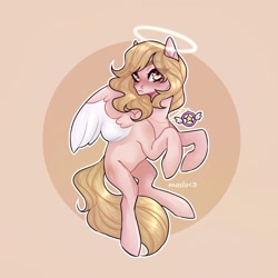 Size: 2160x2160 | Tagged: safe, artist:maslo<3, derpibooru import, pegasus, pony, halo, jewelry, necklace, spread wings, wings