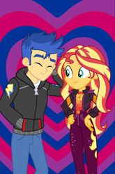 Size: 794x1200 | Tagged: safe, artist:themexicanpunisher, derpibooru import, flash sentry, sunset shimmer, equestria girls, female, flashimmer, male, shipping, straight