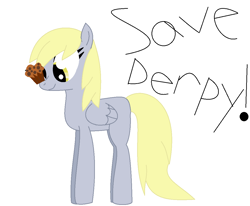 Size: 1112x916 | Tagged: safe, artist:shadowknuxgirl, derpibooru import, derpy hooves, pegasus, pony, female, food, mare, muffin, save derpy, simple background, text, white background, wings
