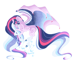 Size: 5900x5200 | Tagged: safe, artist:gigason, derpibooru import, twilight sparkle, twilight sparkle (alicorn), alicorn, windigo, colored wings, hybrid wings, multicolored wings, simple background, solo, transparent background, windigofied, wings