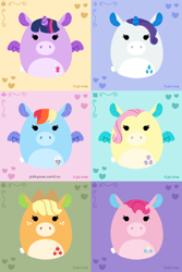 Size: 1000x1500 | Tagged: safe, artist:pink-pone, derpibooru import, applejack, fluttershy, pinkie pie, rainbow dash, rarity, twilight sparkle, twilight sparkle (alicorn), alicorn, pegasus, pony, unicorn, chubbie, mane six, solo, squishmallow