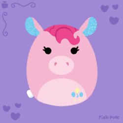 Size: 500x500 | Tagged: safe, artist:pink-pone, derpibooru import, pinkie pie, earth pony, pony, chubbie, purple background, simple background, squishmallow