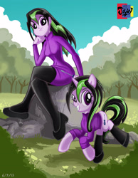 Size: 2480x3196 | Tagged: safe, artist:jowyb, derpibooru import, oc, oc only, oc:zile, pony, unicorn, equestria girls, 2013, female, old art, self paradox, self ponidox